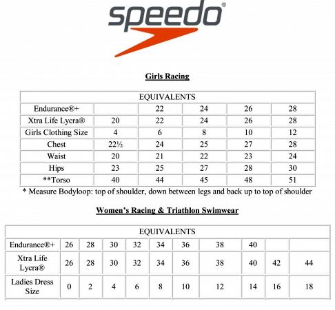 Speedo Swim Parka Size Chart