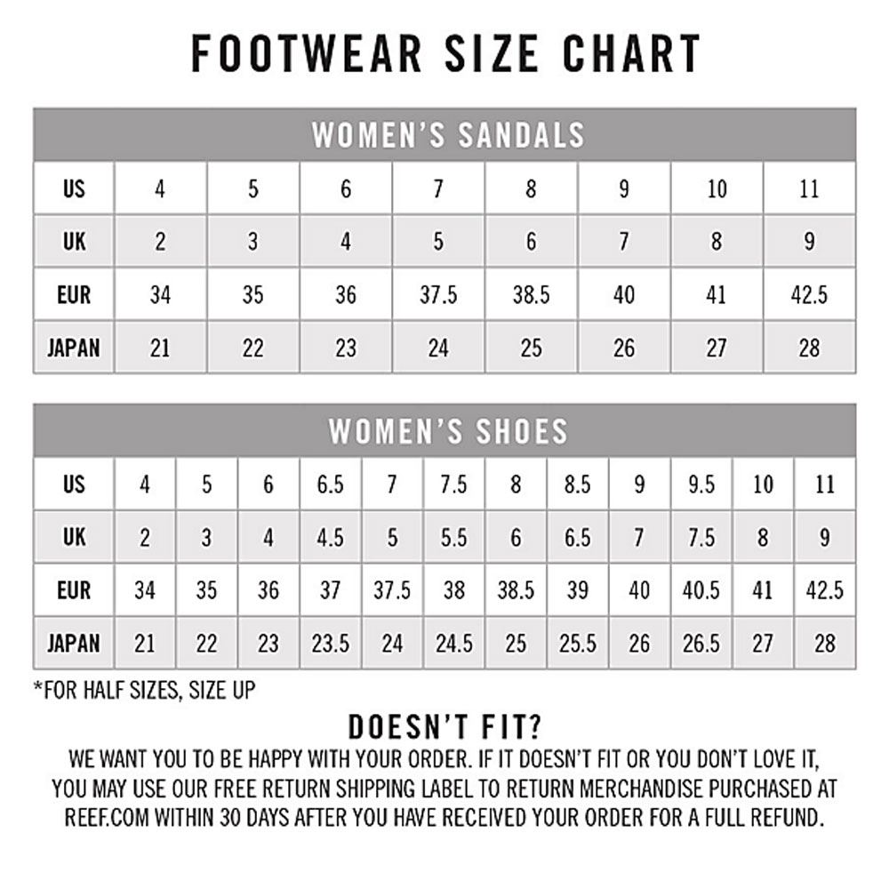 womens sandal size chart