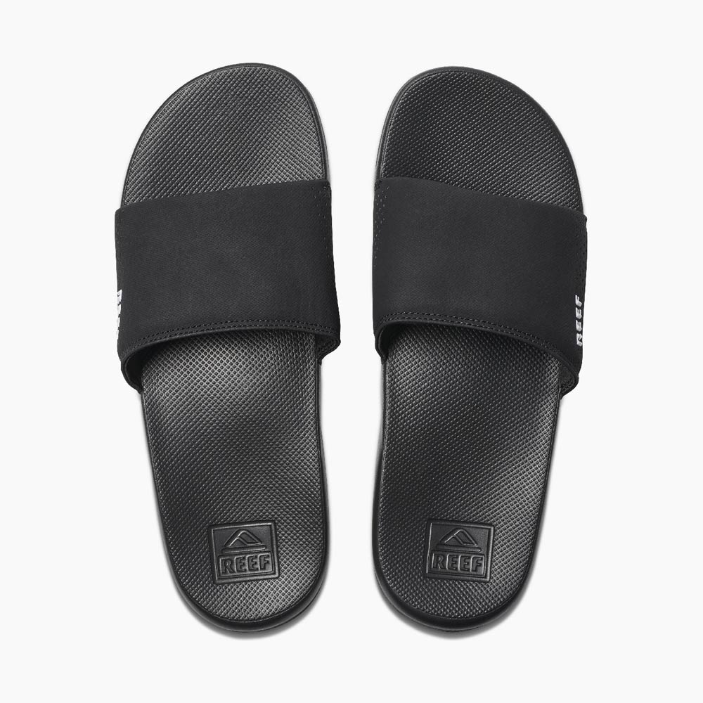 black slide sandals